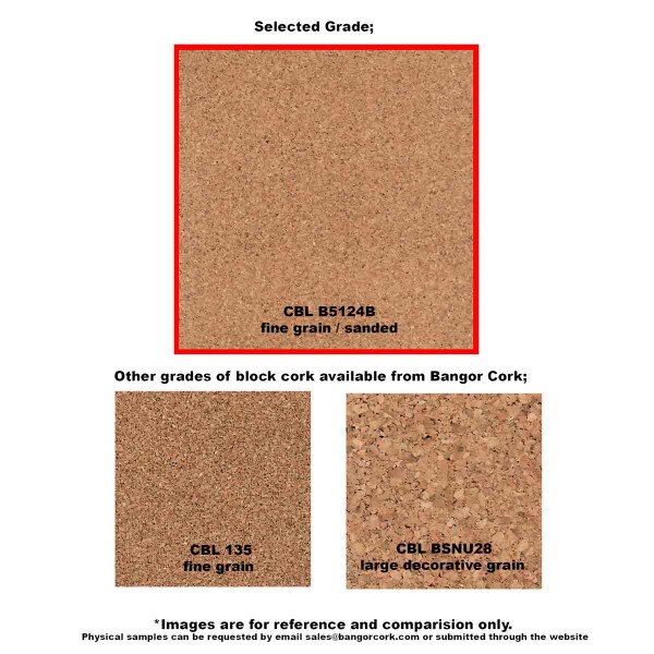 B5124B 1/4" cork sheet comparison image